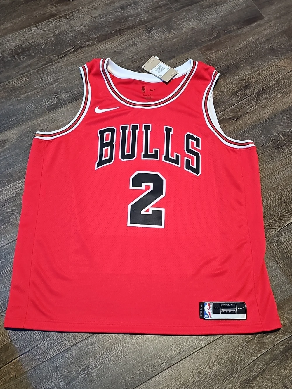 NBA Chicago Bulls Men's XXL #2 Ball Red Engineered Nike Jersey New With Tags